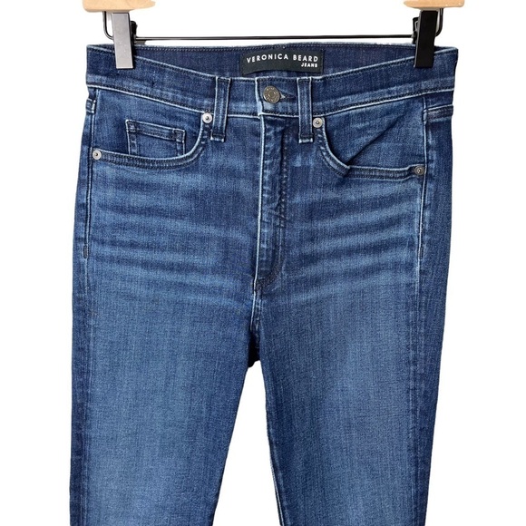 Veronica Beard Carly Kick Flare Jeans Dark Wash Size 26 Frayed Hem - Picture 3 of 9